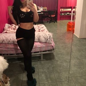 Black AMERICAN APPAREL thigh high cotton socks blk